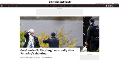 screen capture of Pittsburgh Post-Gazette online news article from October 27, 2018